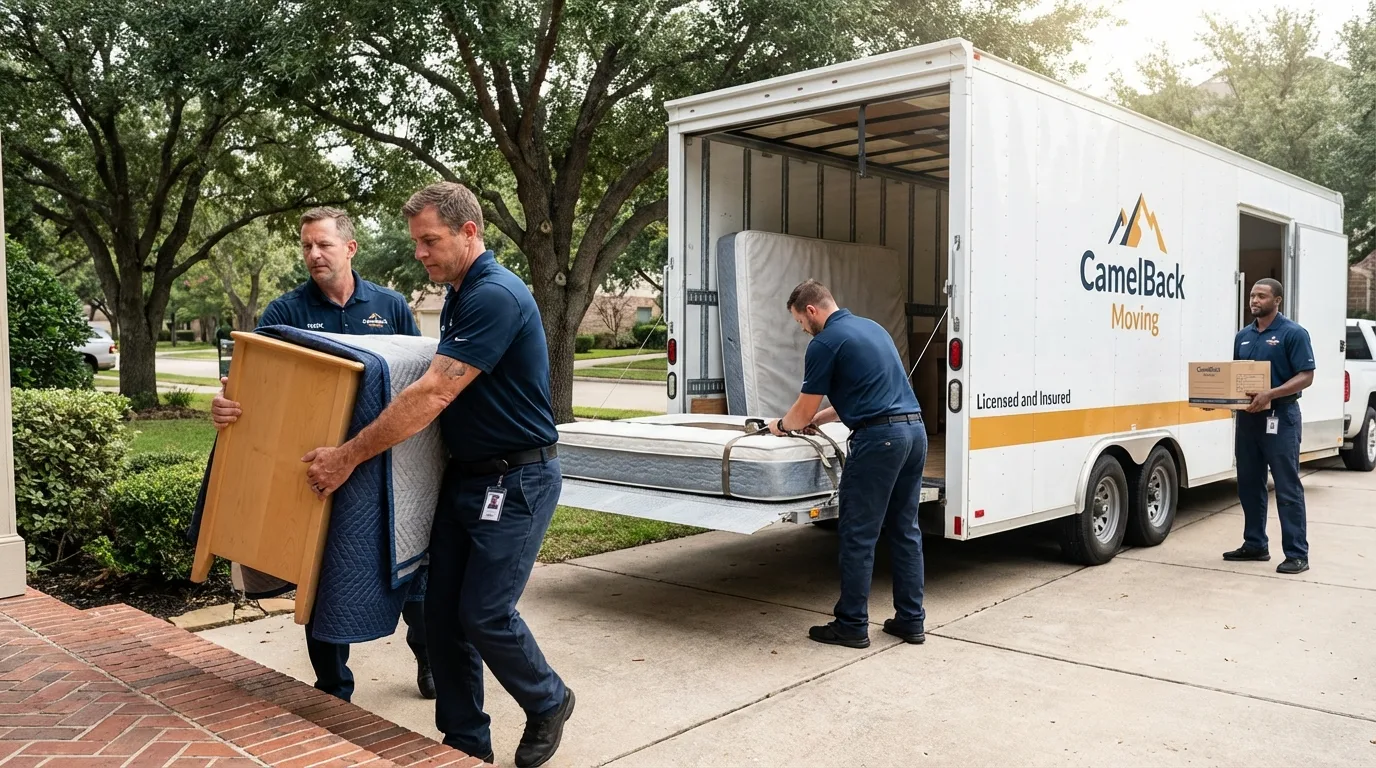 Crew loading residential truck for cross-state move from King City, MO