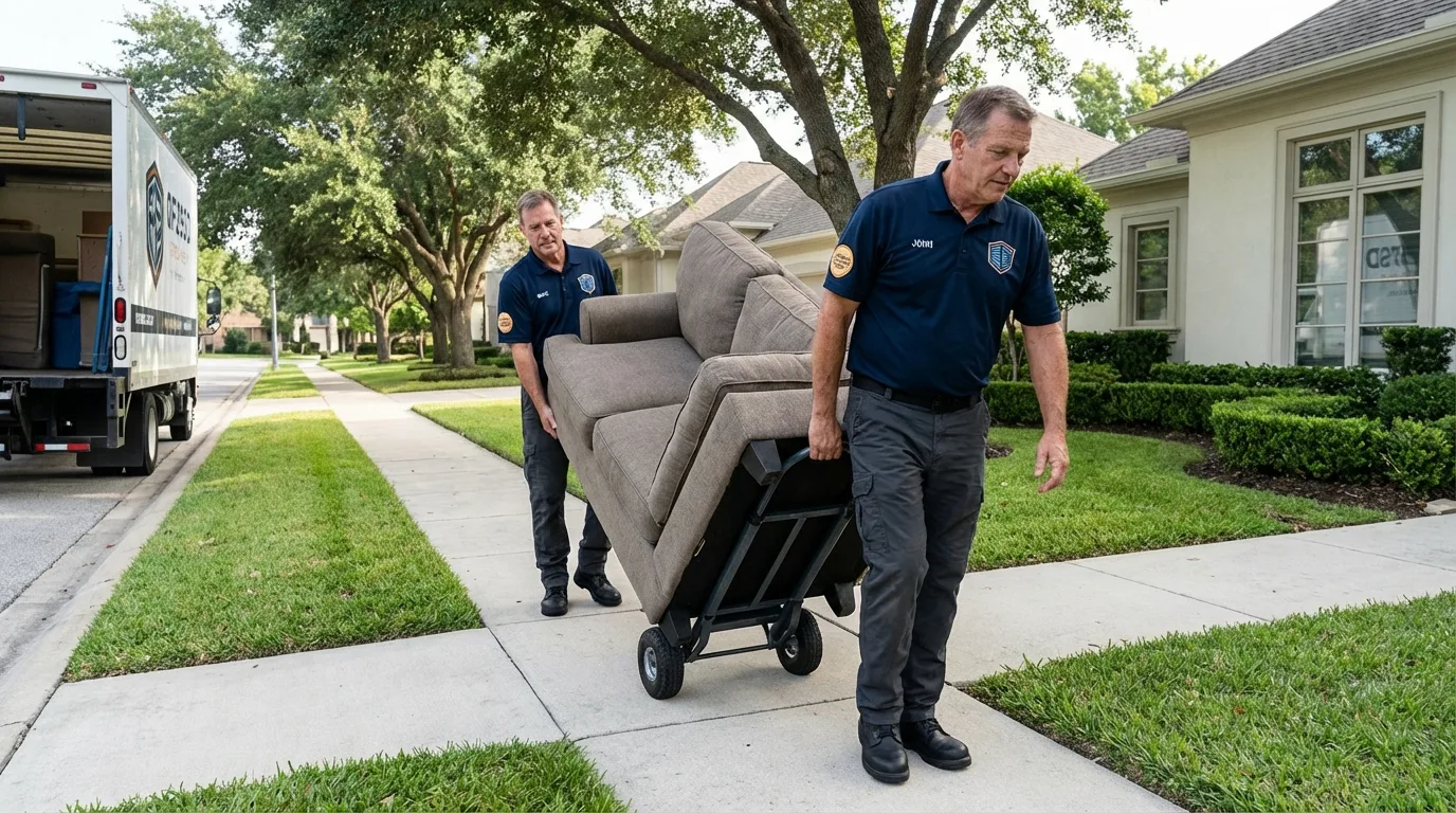 Local residential moving crew loading furniture in King City, MO